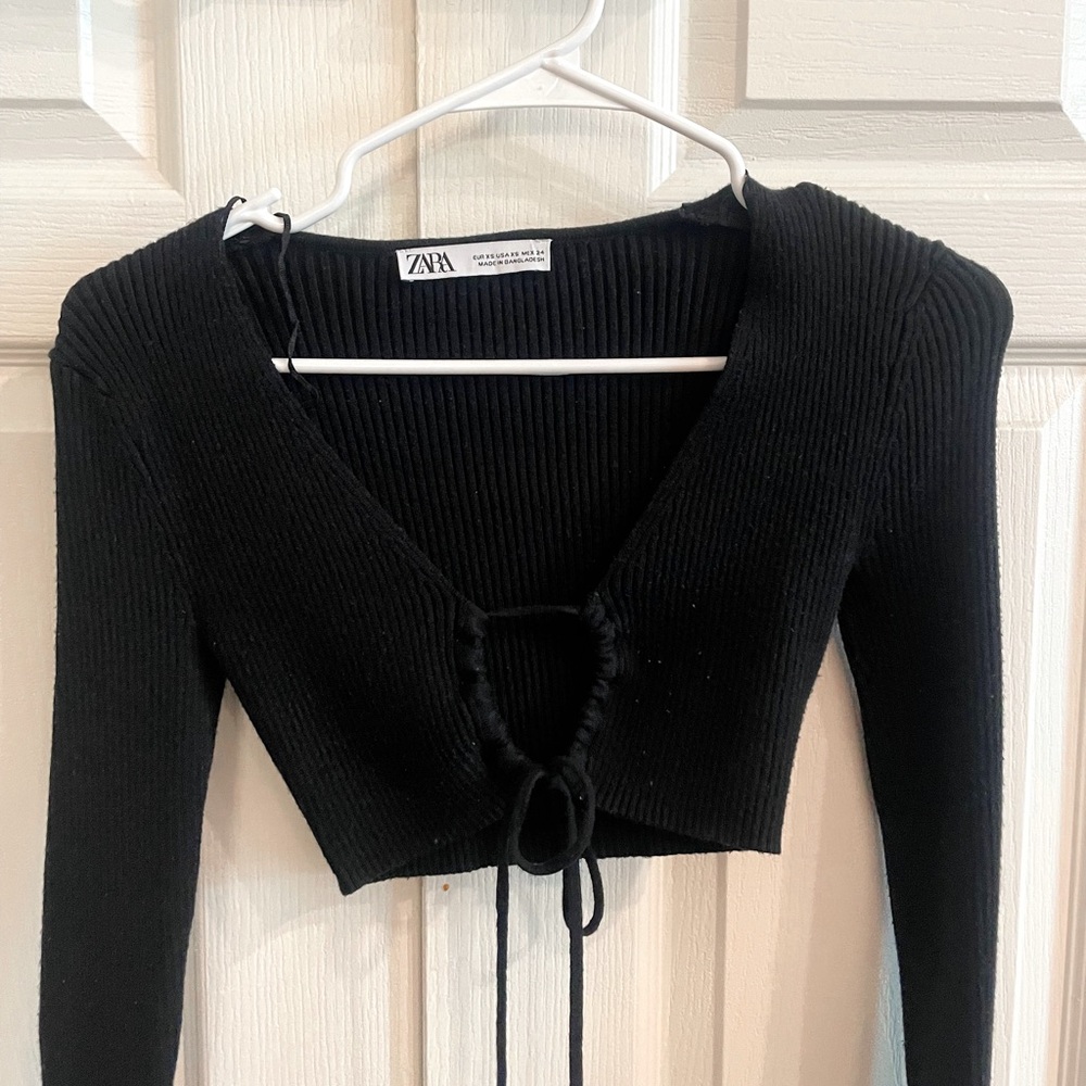 Zara black tie cropped top